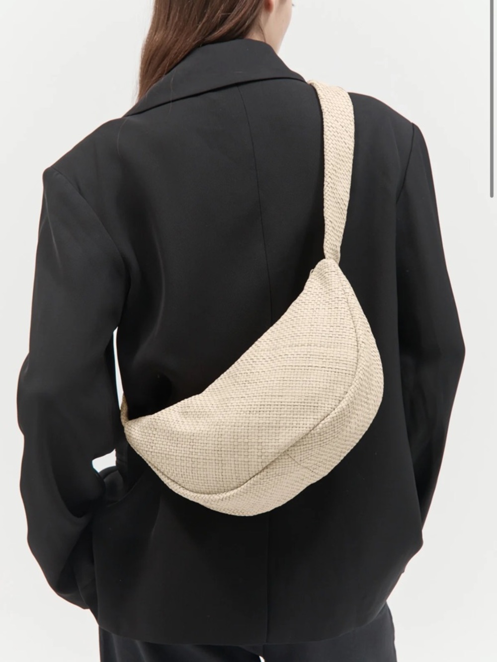 St. Agni Woven Crescent Bag in Butter
